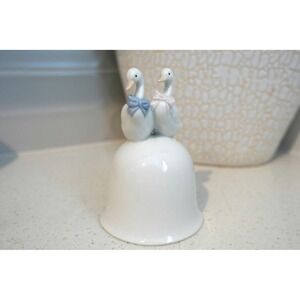 Vintage‎ OTAGIRI Japan Swan Bell White Porcelain Boy Girl Bird Figurine